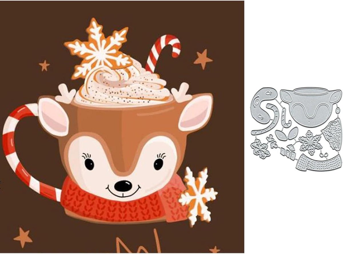   - Voor doe-het-zelf scrapbooking: Metalen stansjes voor kerst - Herten, sneeuwvlok en eland