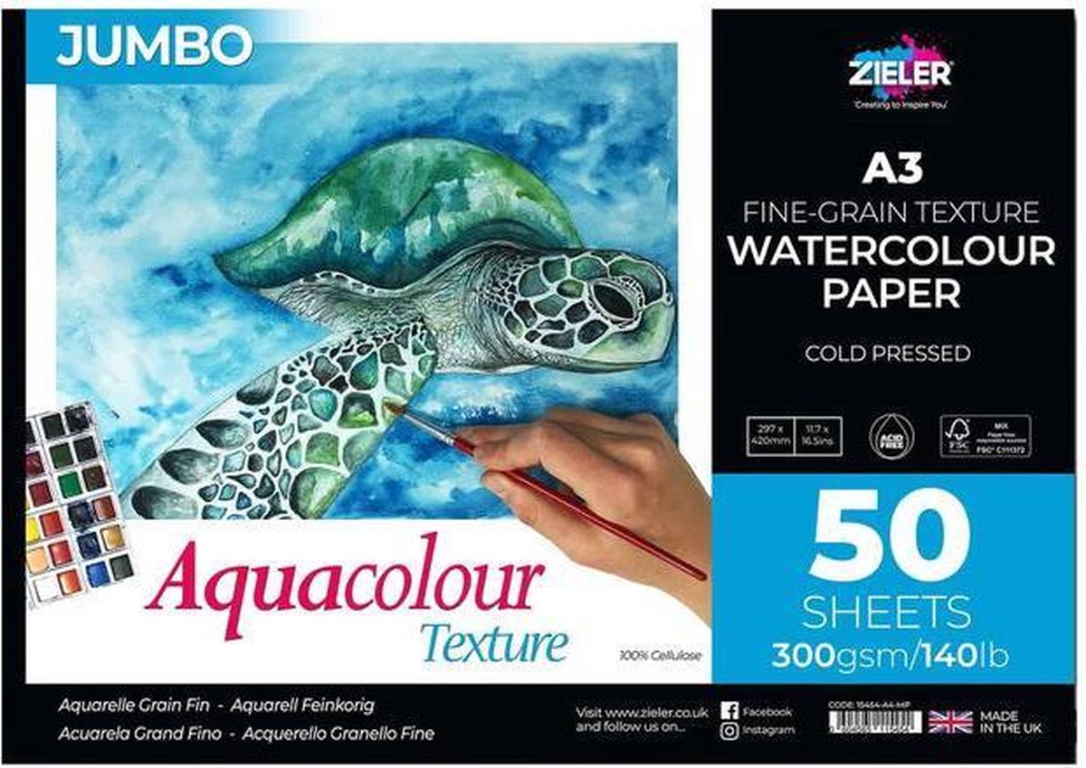 ZIELER AQUARELVERFPAPIER A3 300GRAM BLOK 50VEL