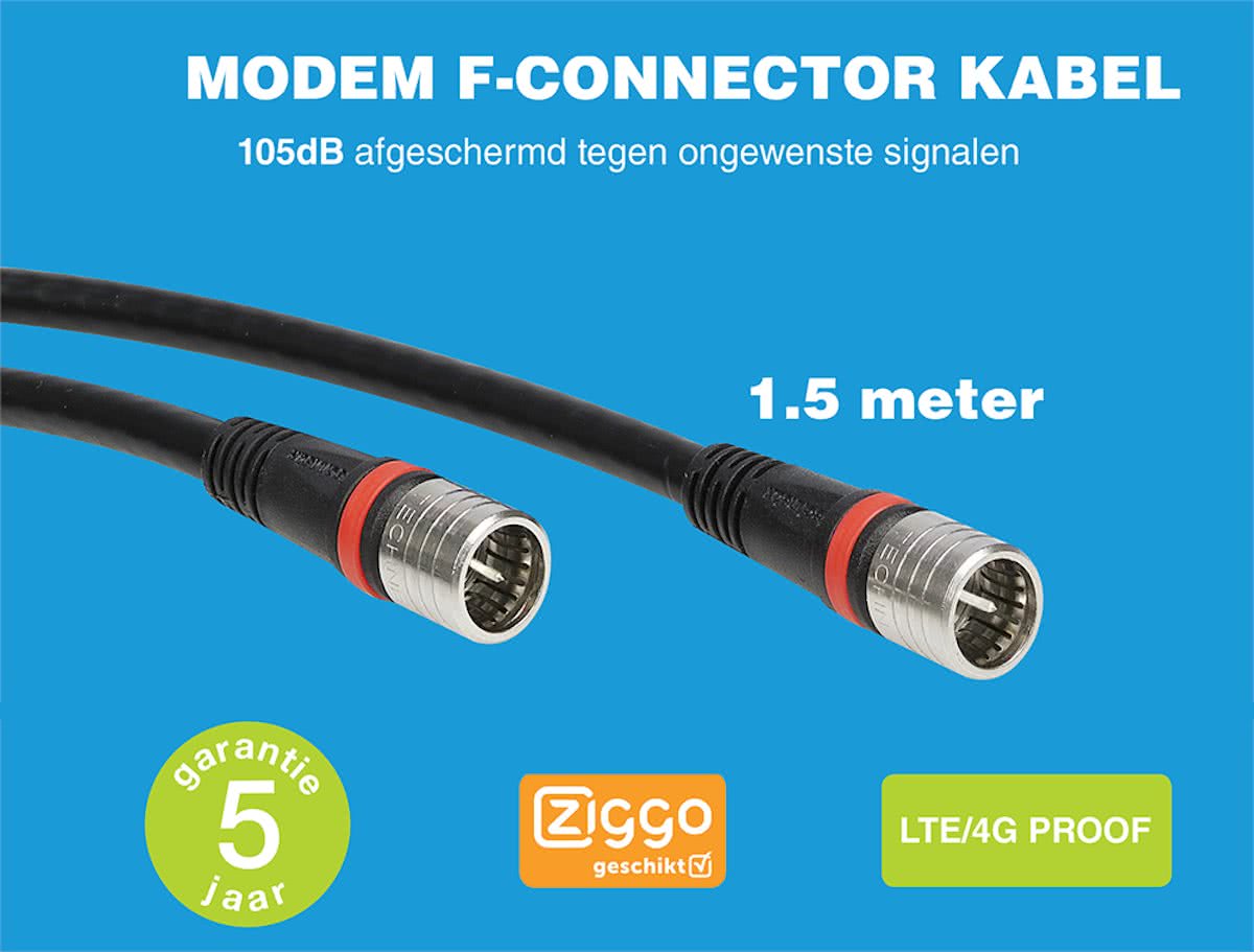 Technetix RLA++ 4G/LTE proof modemkabel - 1,5 meter/Ziggo/UPC/ Modem coax kabel