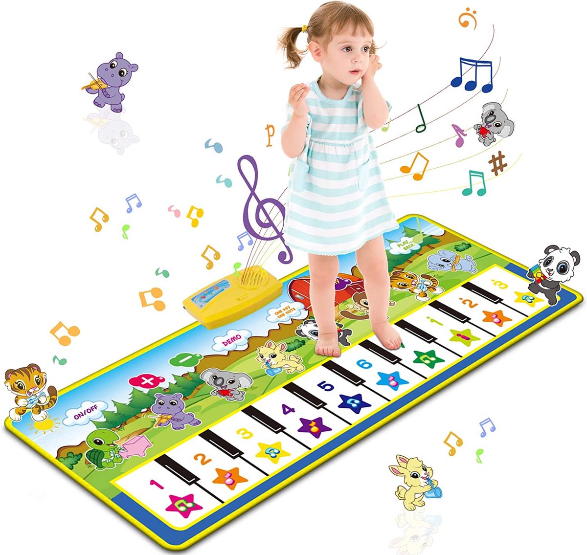 Pianomat voor kinderen, muziekmat Dansmatten Touch-speelmatten Vloertoetsenbord Muzikale tapijtmat voor kinderen Jongens Meisjes Peuter (100 * 36 cm)