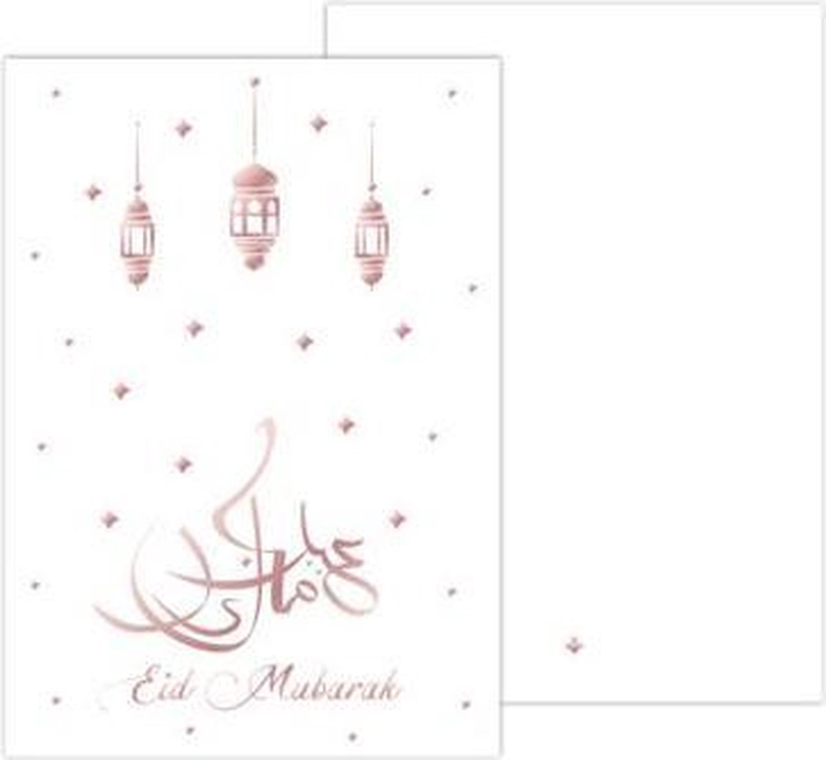 Wenskaart Eid Mubarak rosé goud