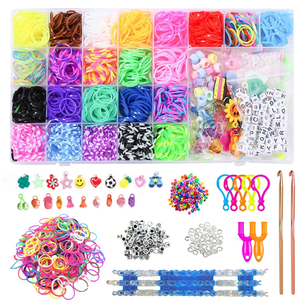 ZoeZo - Loombandjes - Starterspakket -   - Loomen - Loom pakket - Latexvrij - 2470-Delig - Veel accessoires - Knutselset