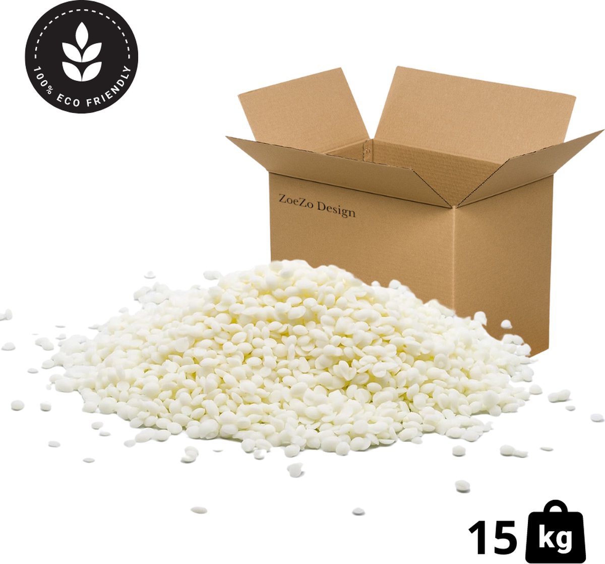   - Soja was voor vrijstaande kaarsen - Pillar wax - 15 KG - Korrels - Kaarsen maken - 100% Ecologisch - Pellets - Soy wax - Kaarsenwas - Sojawas