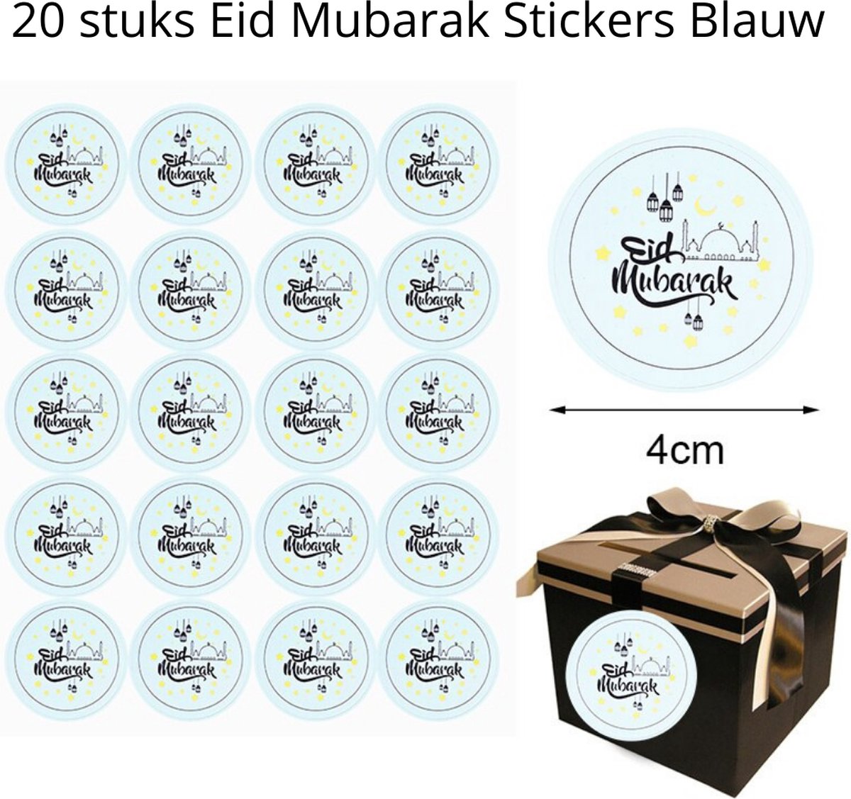 Ramadan - Suikerfeest - Eid Mubarak - Stickers - Versiering - Decoratie - 20 stuks - Blauw