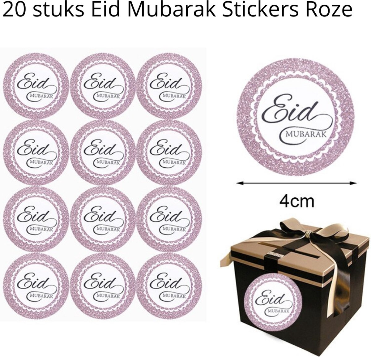 Ramadan - Suikerfeest - Eid Mubarak - Stickers - Versiering - Decoratie - 20 stuks - Roze