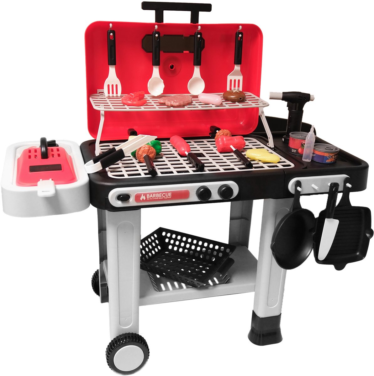 Zoem - Barbecue - Speelgoed - Stoom - Gloeiende kolen door verlichting - 35 accessoires