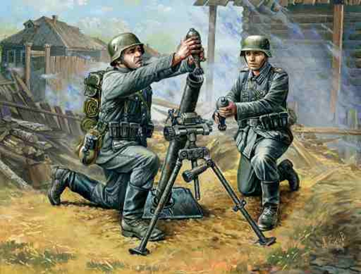 Zvezda - German 81-mm Mortar With Crew (Zve6111)