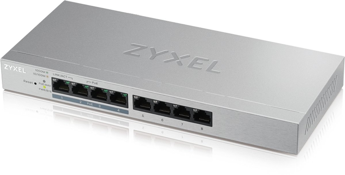 ZyXEL GS1200-8HP v2 Managed Gigabit Ethernet (10/100/1000) Power over Ethernet (PoE) Grijs