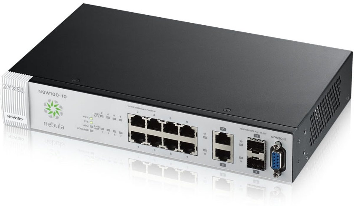 ZyXEL NSW100-10 Managed L2 Gigabit Ethernet (10/100/1000) Zwart