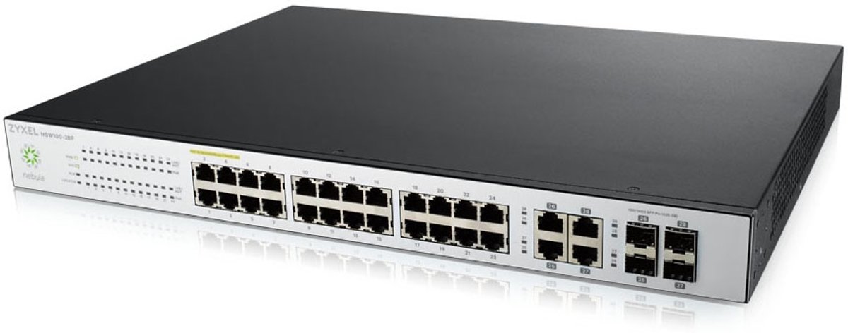 ZyXEL NSW100-28P Beheerde netwerkswitch L2 Gigabit Ethernet (10/100/1000) Power over Ethernet (PoE) Zwart, Grijs