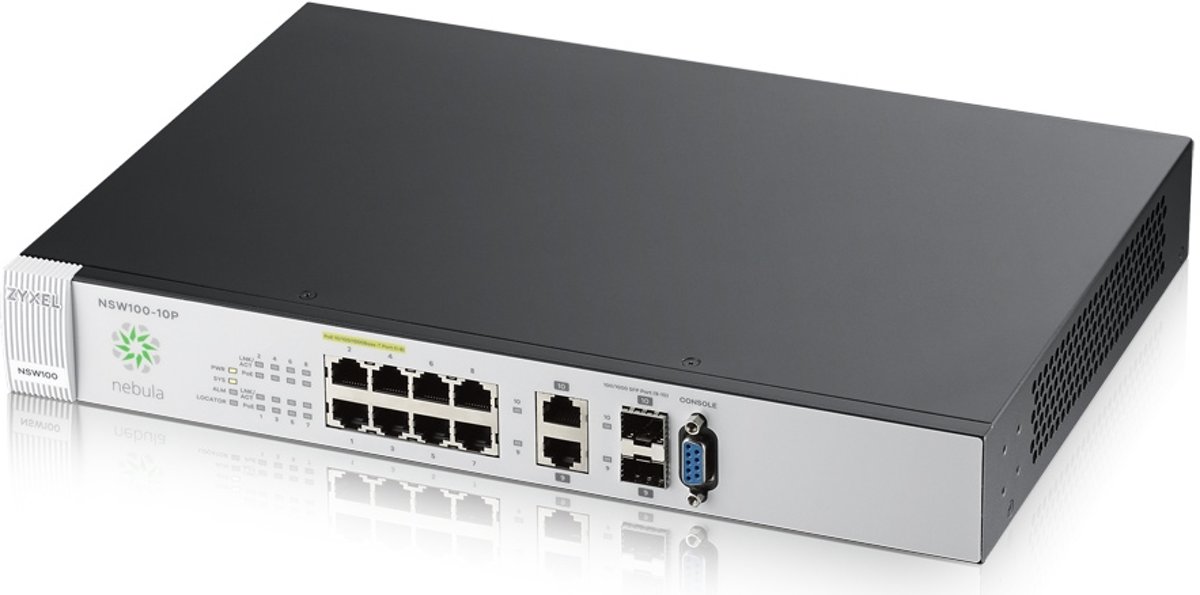 ZyXEL Nebula NSW100 Managed L2 Gigabit Ethernet (10/100/1000) Zwart, Zilver Power over Ethernet (PoE)