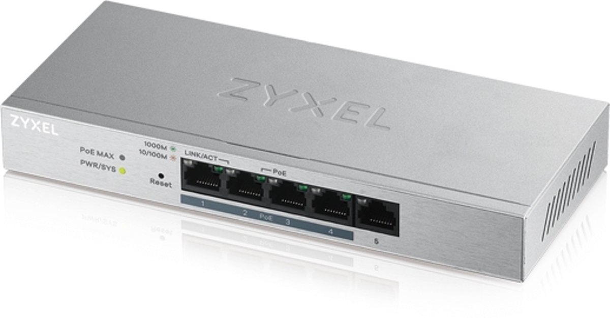 Zyxel GS1200-5HPv2 - 5-Port Gigabit Web Managed PoE+ Switch with 60 Watt Budget