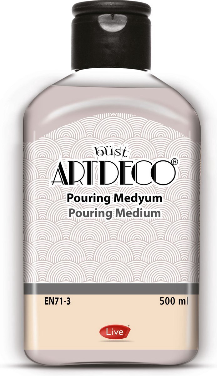Artdeco Pouring Medium 500ml , Gietmedium voor vloeitechniek en giettoepassingen. Pouring medium voor acrylverf , Vergeelt niet, flexibel, waterdicht. Verhoogt de kleurstroom