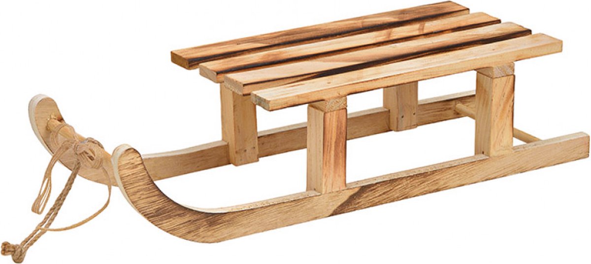 Decoratieve slee - Bruine houten slee (B / H / D) 42x10x15cm