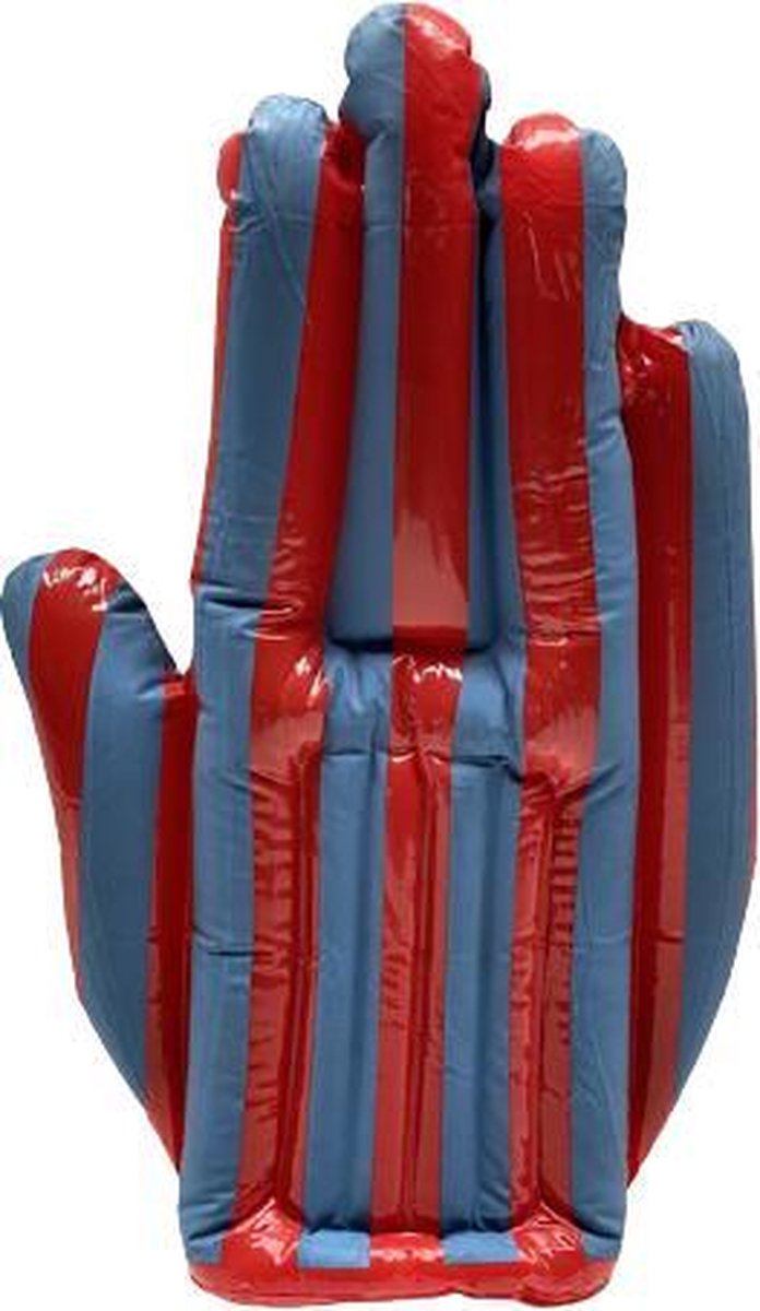 Opblaasbare Hand 50 cm Gestreept Rood / Blauw