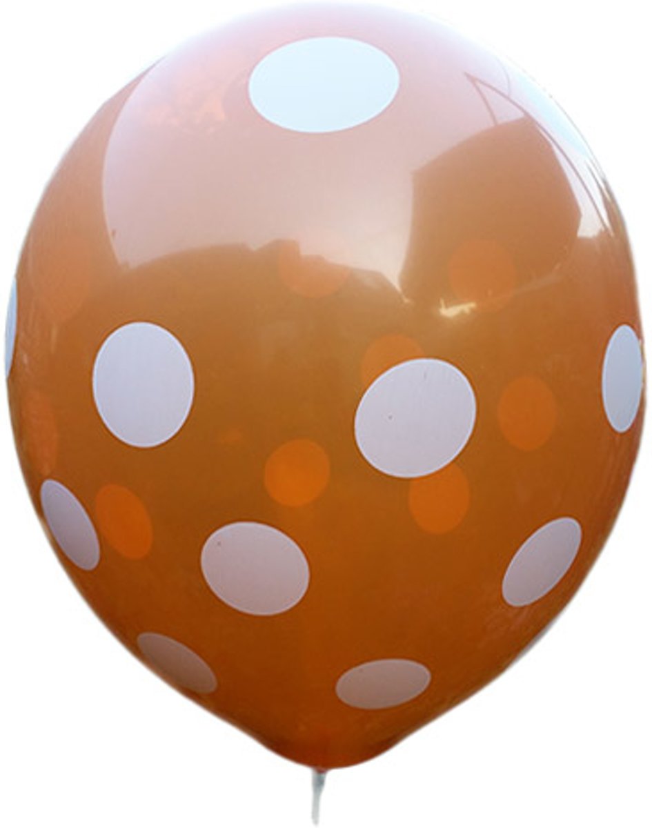 100 stuks - Oranje ballon met witte stippen 30 cm hoge kwaliteit