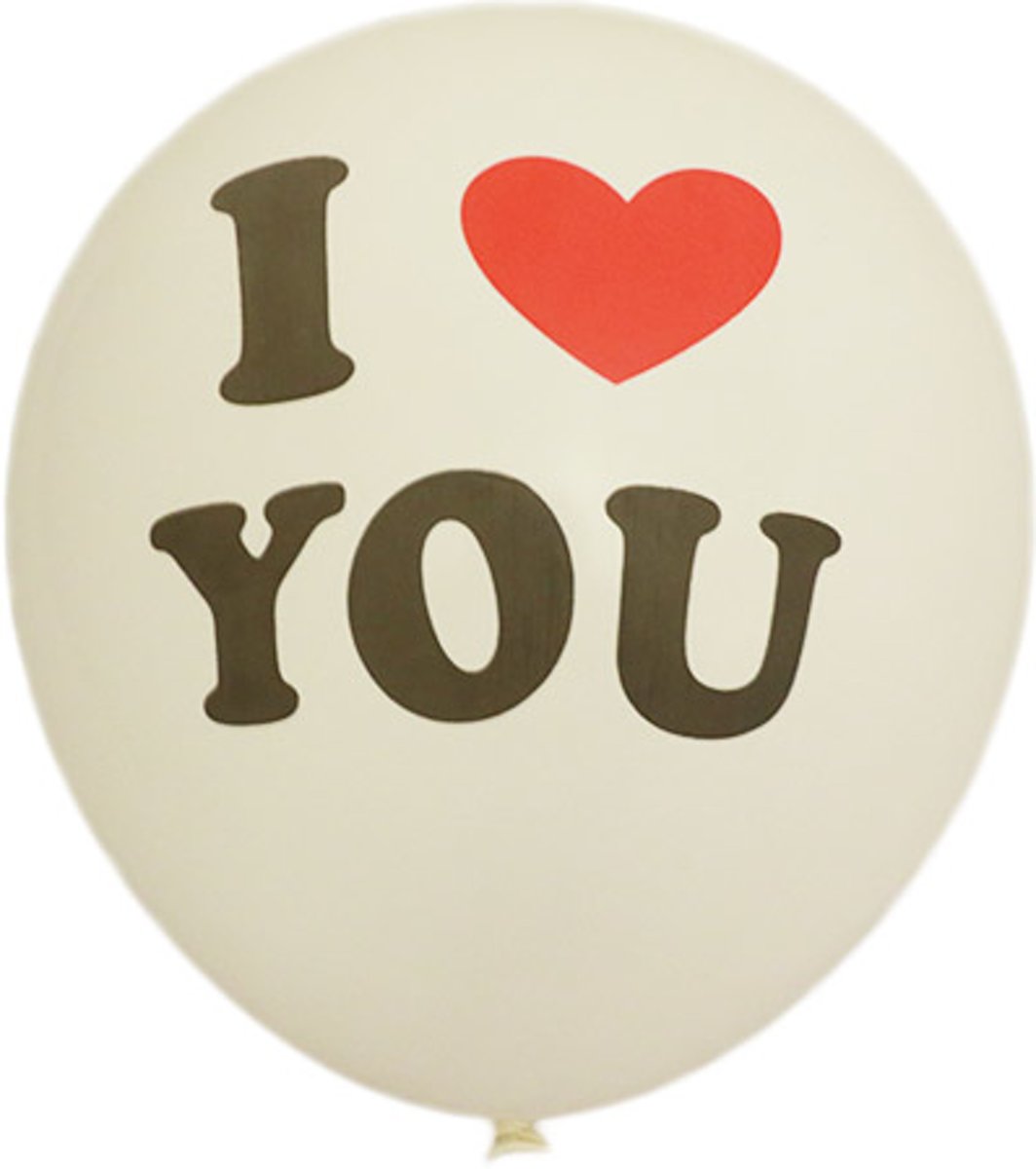 100 stuks - Witte ballon i love you 30 cm hoge kwaliteit