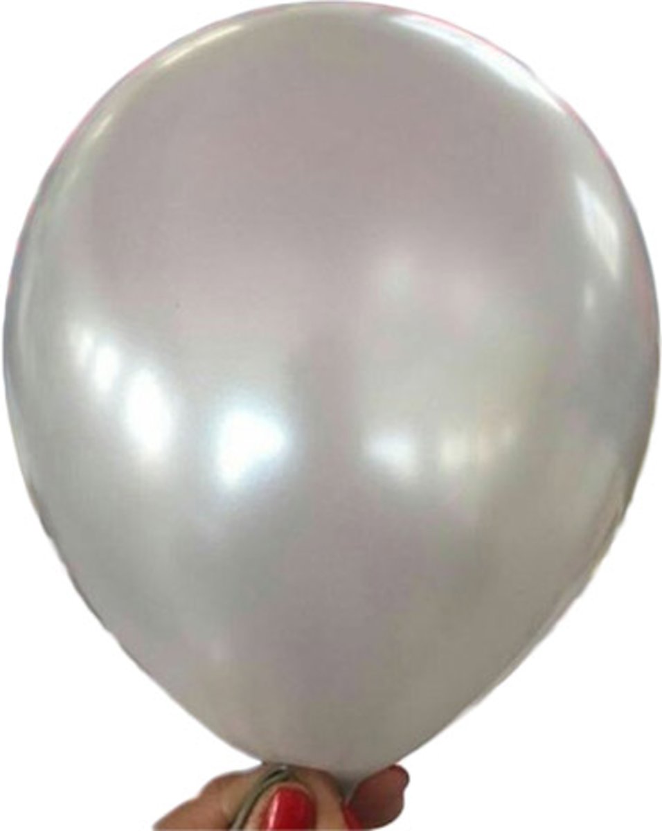 100 stuks - Zilveren parelmoer metallic ballon 30 cm hoge kwaliteit