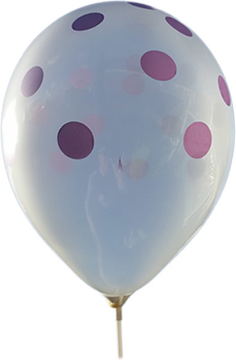 100 stuks - transparante ballon met paarse stippen 30 cm hoge kwaliteit