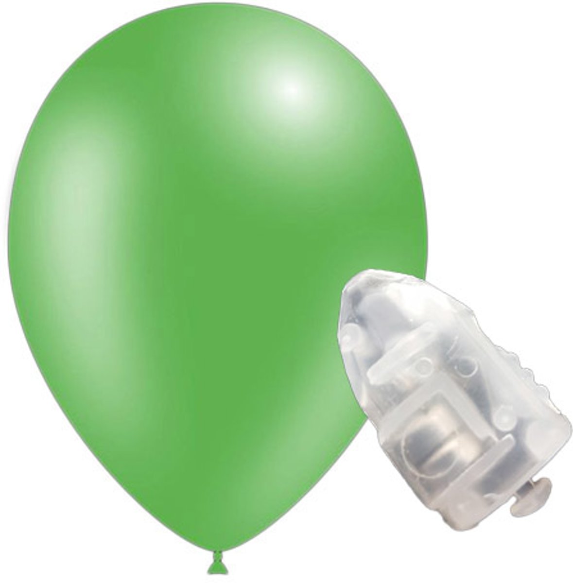 5 stuks ledverlichte Feestballonnen metallic groen 26 cm met losse LED-lampjes