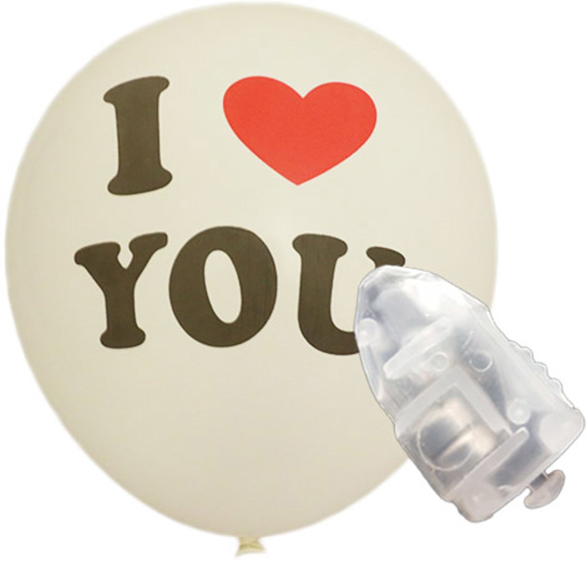 5 stuks ledverlichte Witte ballonnen i love you 30 cm met losse LED-lampjes