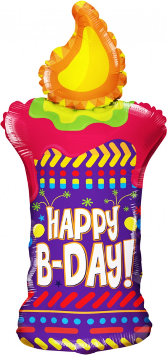 Folie ballon 91,4 cm happy birthday kaarsvorm