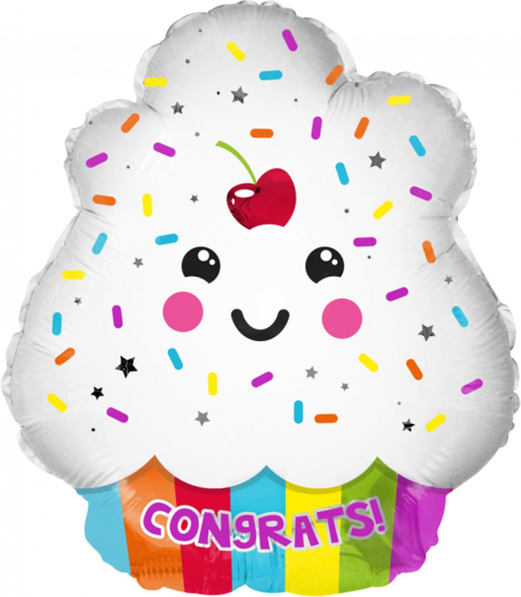 Folie ballon als leuke cupcake congrats ! 46 cm groot