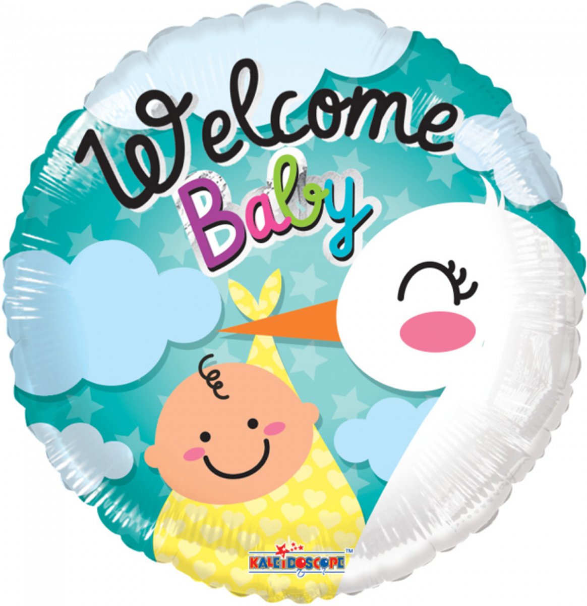 Folie ballon als welcome baby rond 46 cm groot