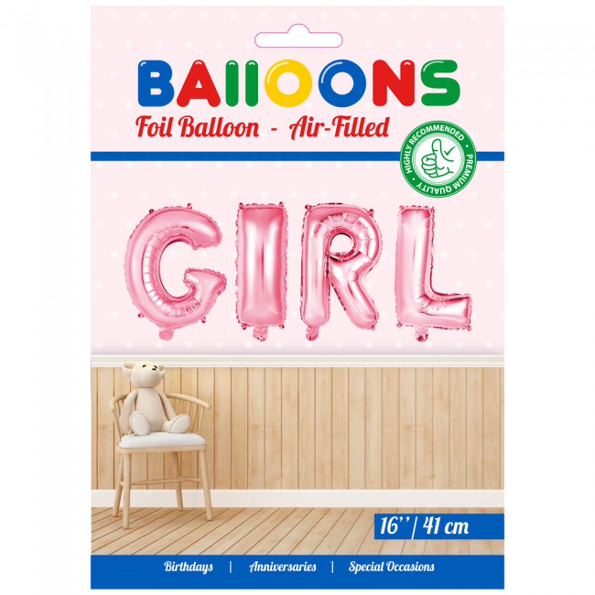 Folie ballon baby girl in letters