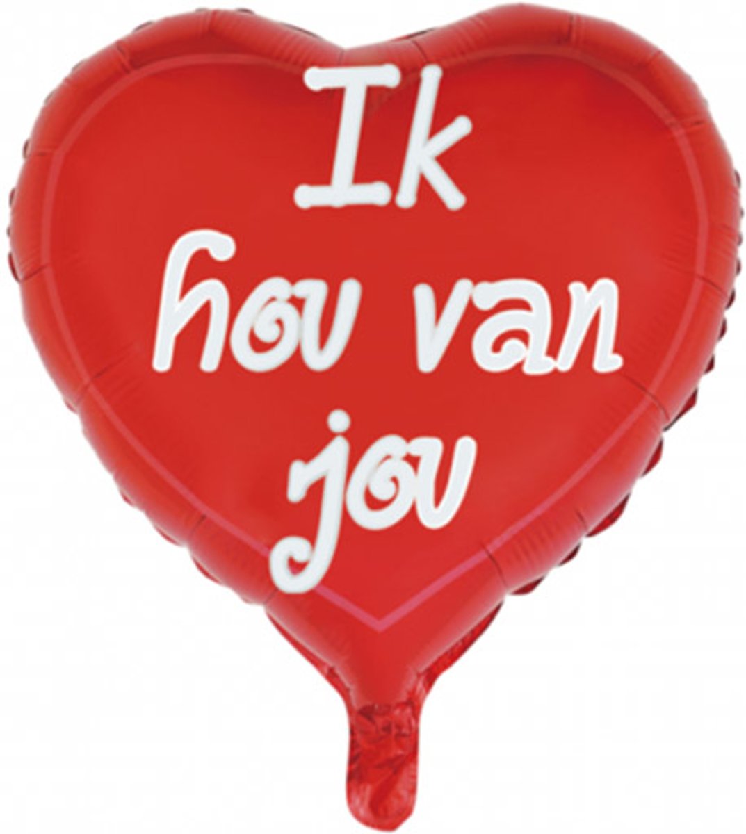 Folie ballon in de vorm van een rood hart met de tekst ik hou van jou 46 cm groot