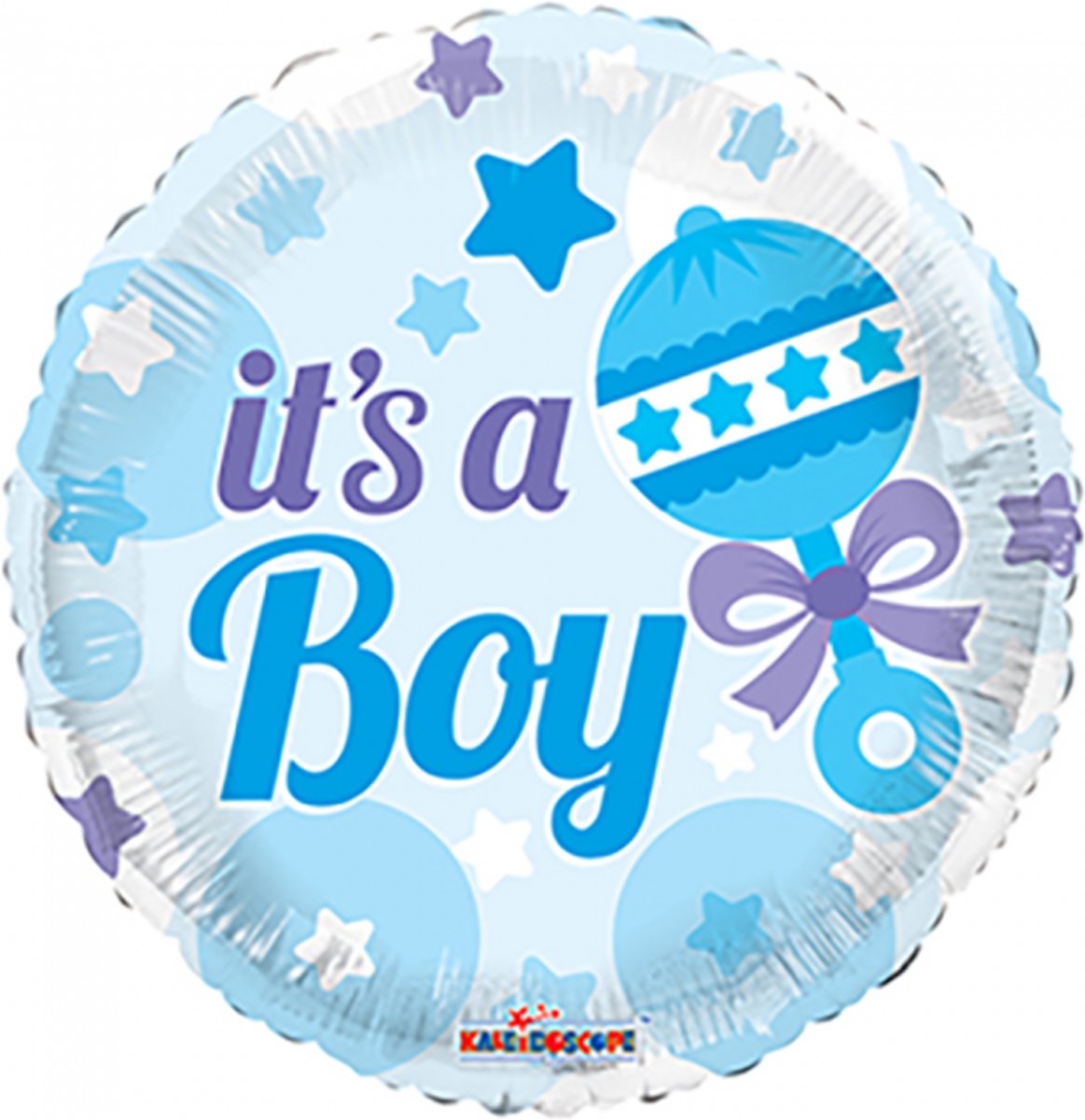 Folie ballon its a Boy met sterren kleur blauw 46 cm groot