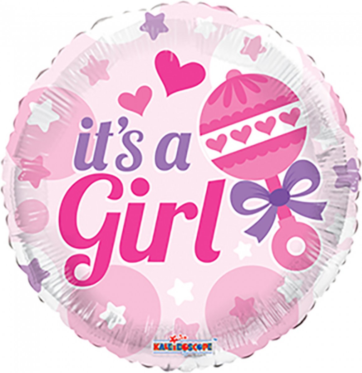 Folie ballon its a Girl met sterren kleur roze 46 cm groot