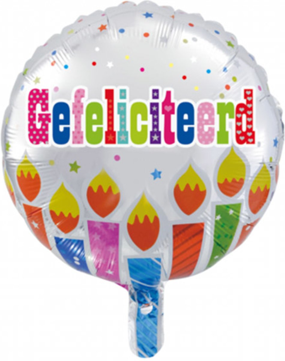 Folie ballon rond 46 cm groot met tekst gefeliciteerd