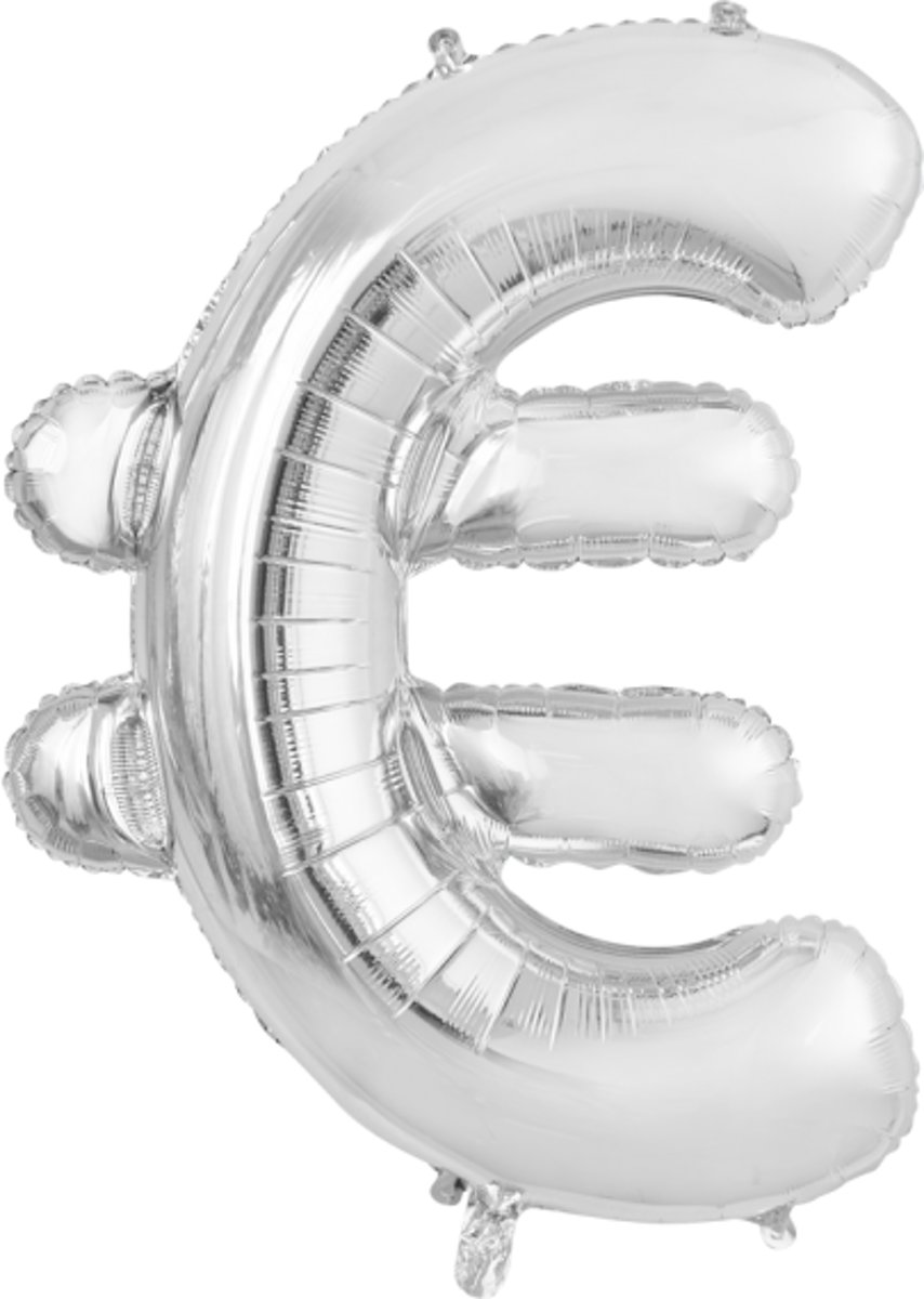 Folie ballon zilver 86 cm het € teken