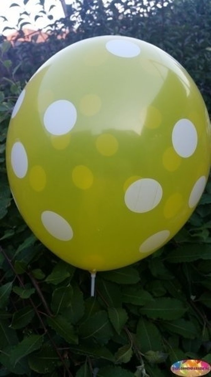 Gele ballon met witte stippen 30 cm hoge kwaliteit - M-voordeelpak 25 stuks