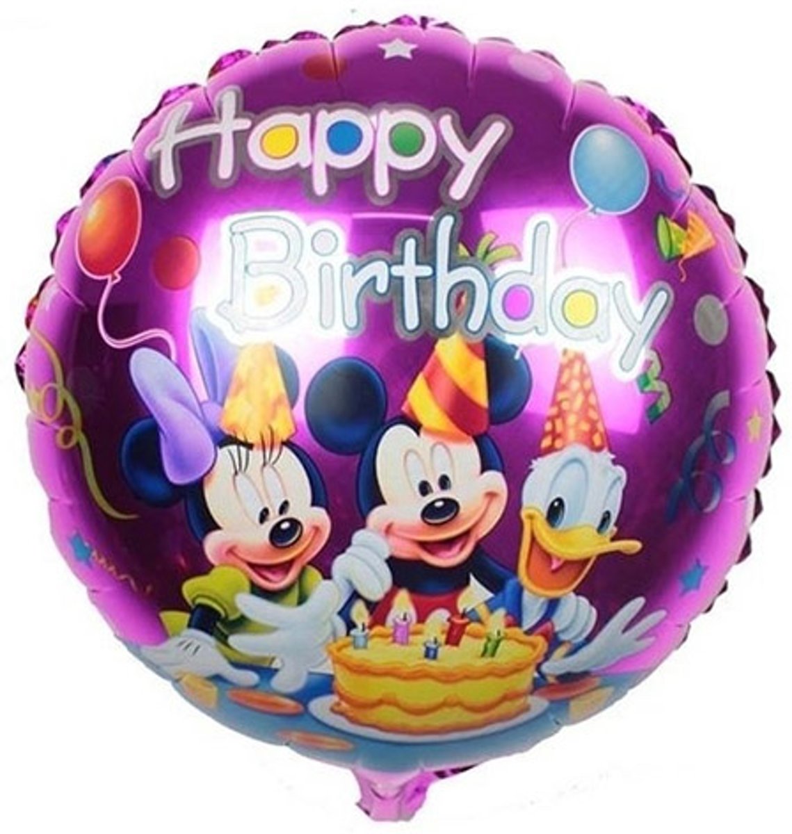 Grote happy birthday mickey mouse en donald duck ballon 45 cm