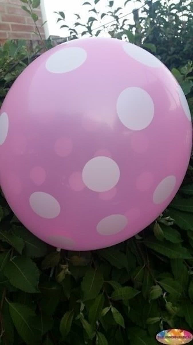 Paarse ballon met witte stippen 30 cm hoge kwaliteit MET LOS LEDLAMPJE VOOR IN BALLON