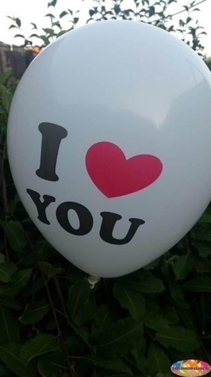 Witte ballon i love you 30 cm hoge kwaliteit