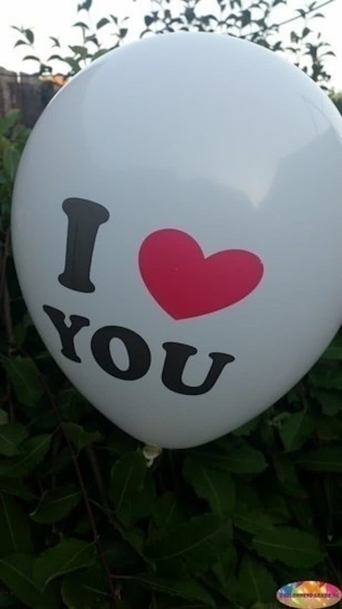 Witte ballon i love you 30 cm hoge kwaliteit MET LOS LEDLAMPJE VOOR IN BALLON