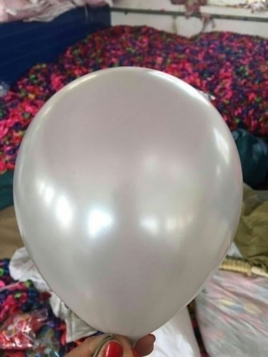 Zilveren parelmoer metallic ballon 30 cm hoge kwaliteit MET LOS LEDLAMPJE VOOR IN BALLON