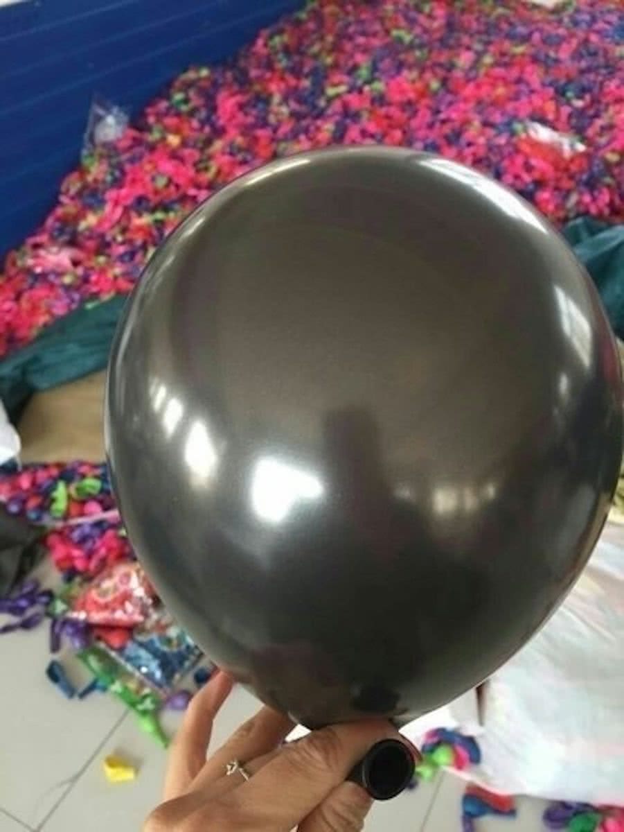 Zwarte parelmoer metallic ballon 30 cm hoge kwaliteit MET LOS LEDLAMPJE VOOR IN BALLON