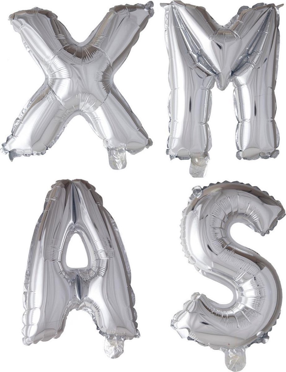 folieballonnen - 100 cm - zilver - letters - XMAS