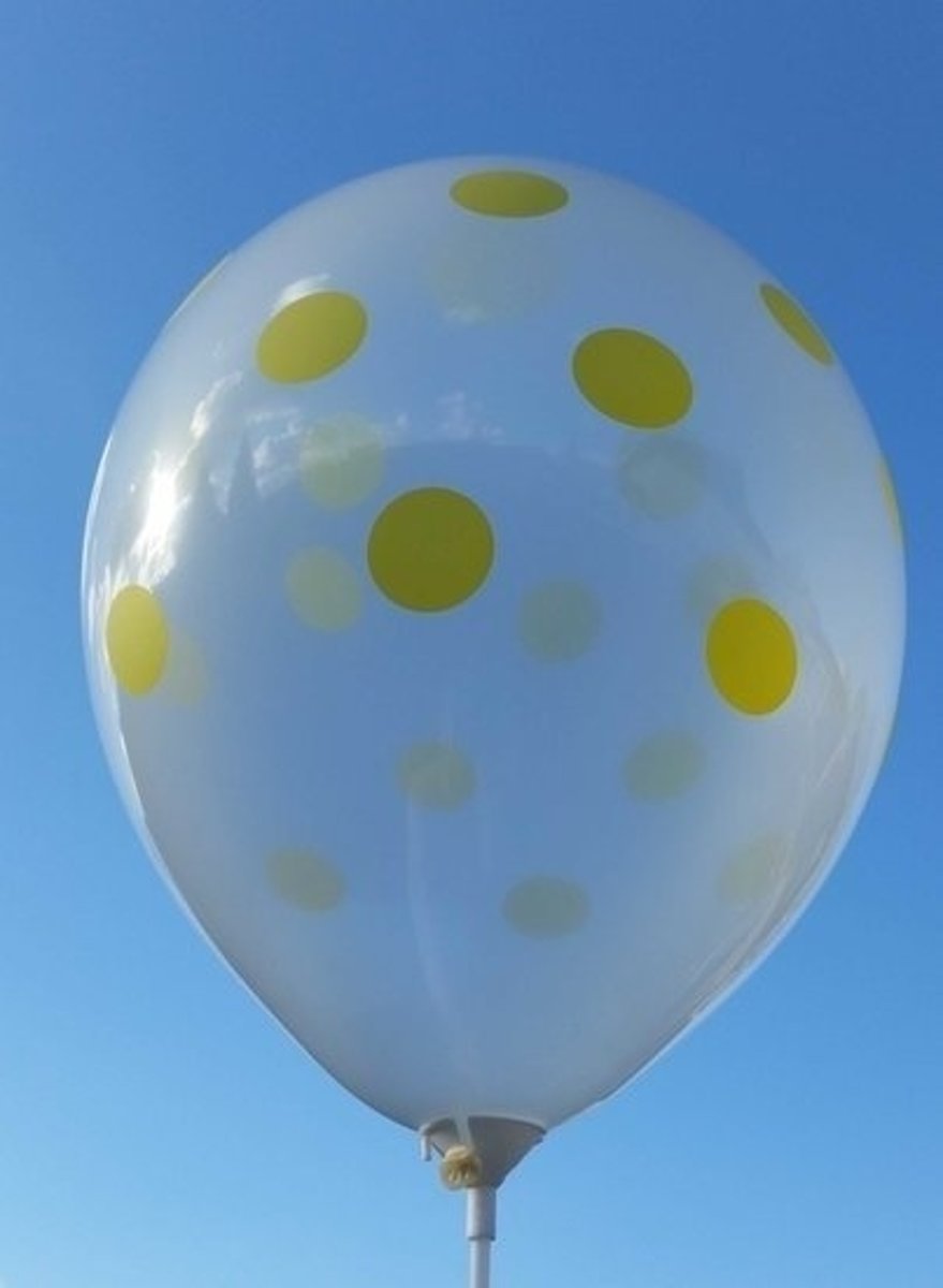 transparante ballon met gele stippen 30 cm hoge kwaliteit