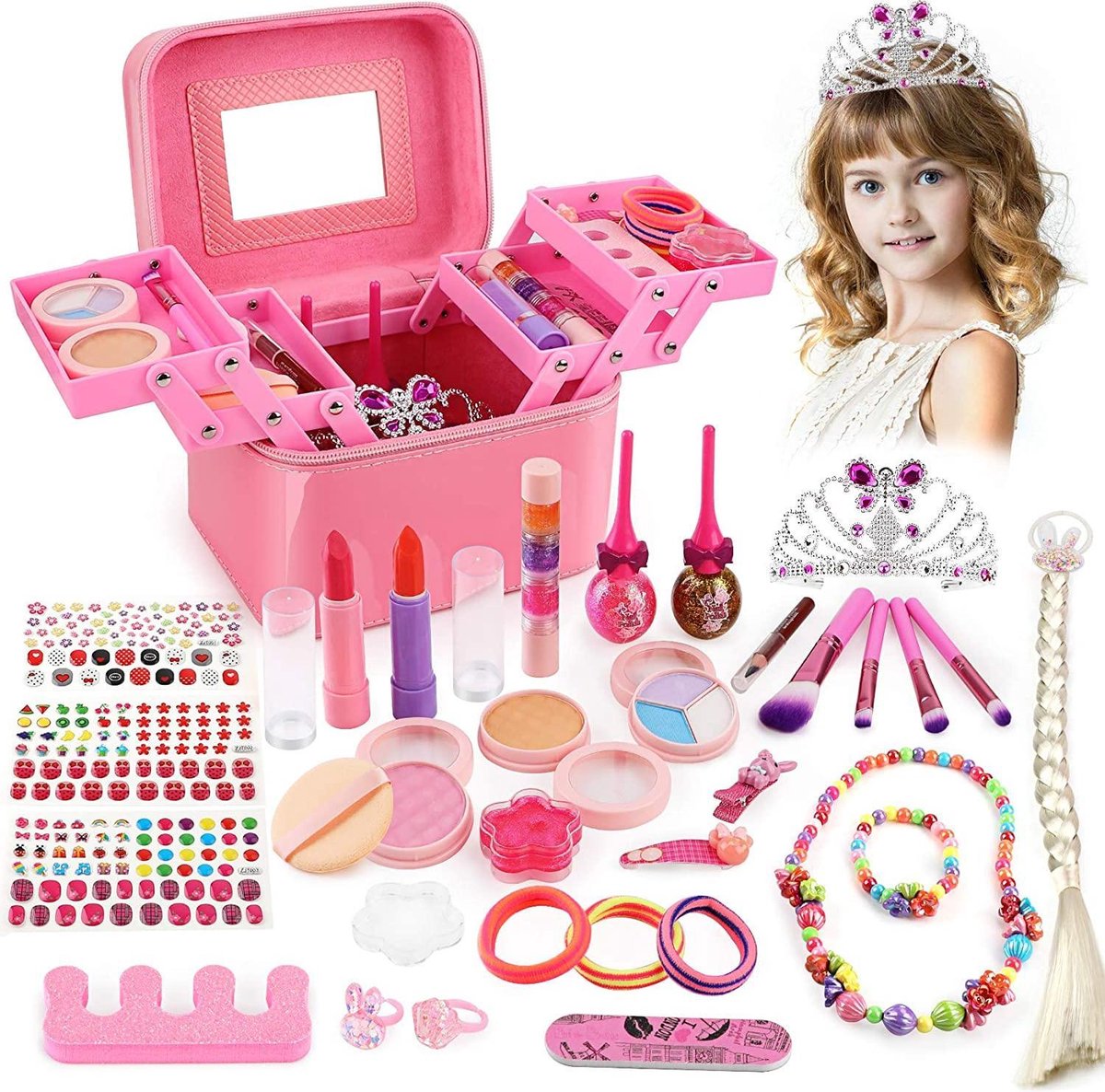 Balnore - Make-upset voor kinderen - Beauty case inclusief prinsessen accessoires en make-up