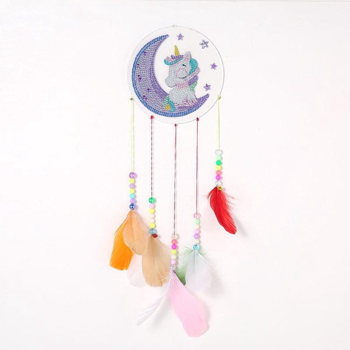 Diamond painting wind bells - Unicorn op maan - dromenvanger