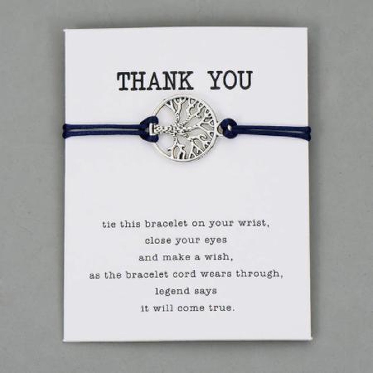 Armband - thank you armband - bedankt - zwart - met hanger