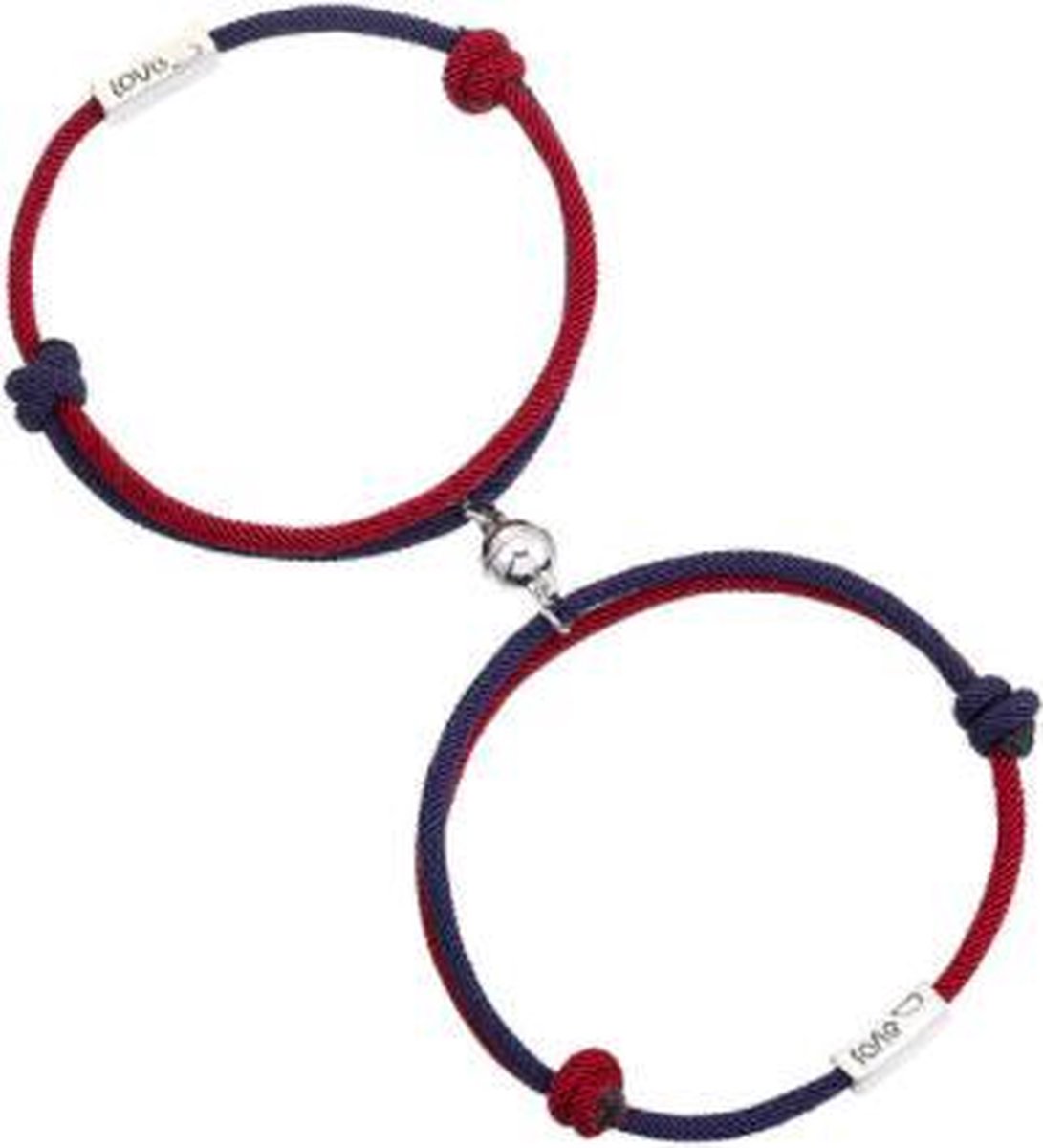 Armband - vriendschaparmband met magneet - blauw - rood - BFF - relatie - one size