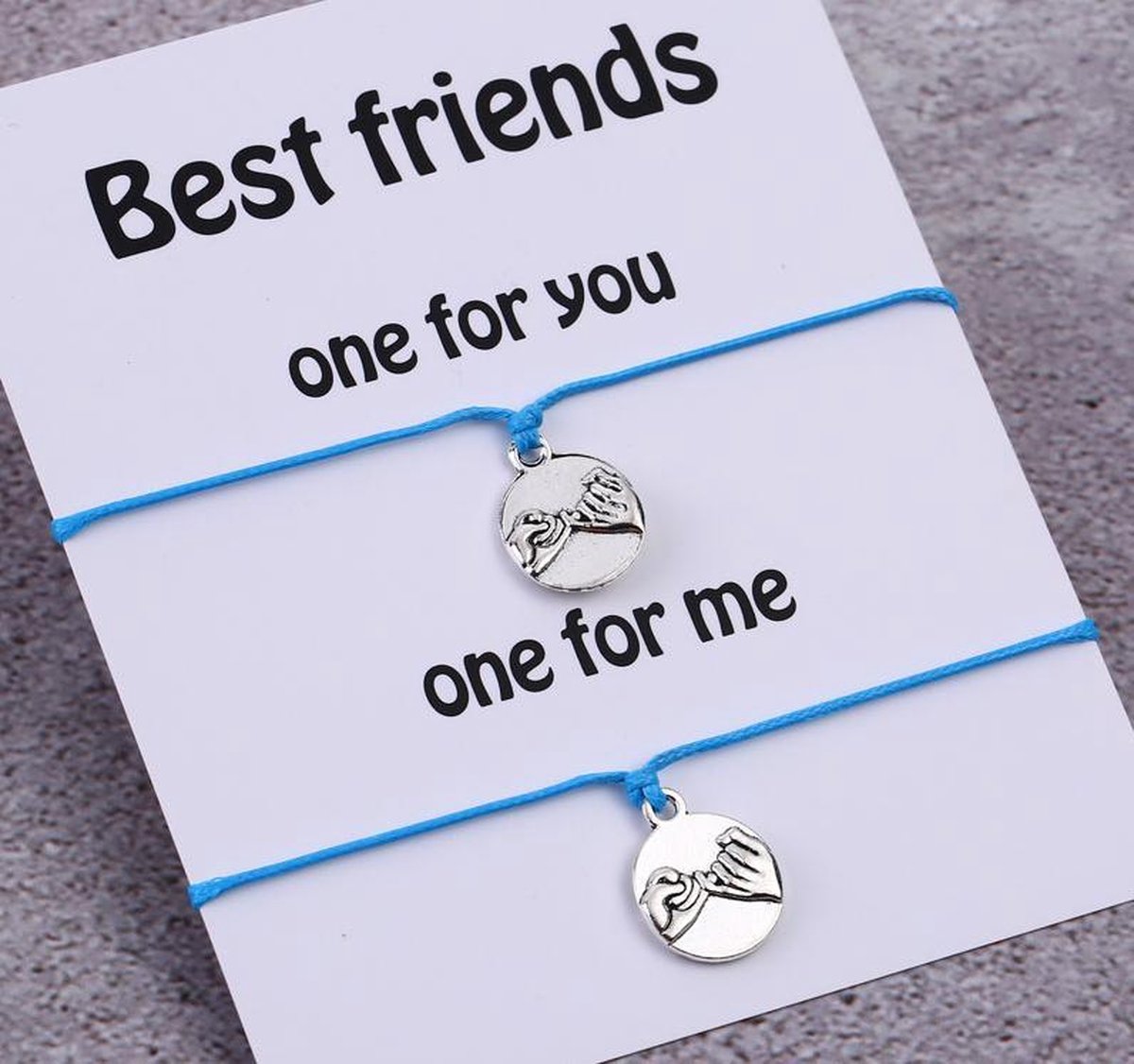 Best friends armband - BFF - beste vrienden armband - blauw - pinky promise - 2 stuks