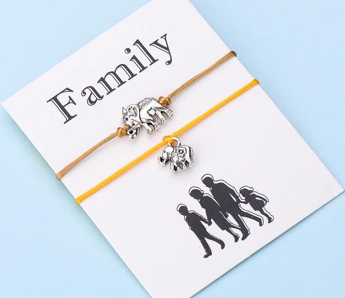 Family - mama armband - moeder - vader - hanger olifant - geel - 2 stuks - moederdag