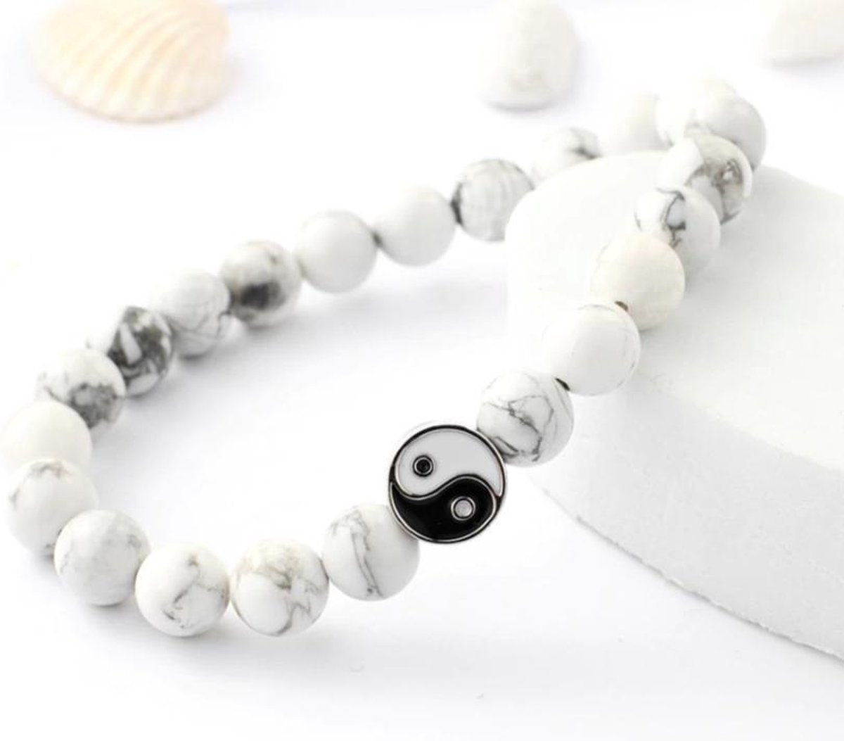 Kralen Vriendschap / wish - relatie armband - wit - love - yin - yang